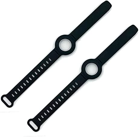 (2 Pack) Kids / Adults Anti-Lost Bracelet for AirTag, iZi Way Soft Silicone Wristband Watch Band Protective Case Cover Holder for Apple Air Tag Tracker - Black