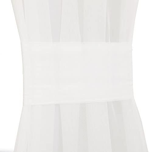 Aquazolax Transparent Sheer French Door Curtain Panel for Window Elegant Solid Voile Rod Pocket Curtain Panel for Glass Door - Set of 2, 54W x 40L, White