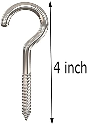 Axe Sickle 4 Inch Heavy Duty Large Screw Hook Ceiling Hook Cup Hook Silver 10 Pcs