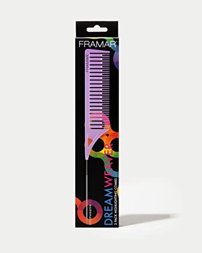 Framar Dreamweaver Highlight Comb Set – Combs for Hair Stylist, Highlighting Comb, Hair Dye Comb, Hair Highlighter Comb with Metal Pick, Balayage Comb (Pastel)