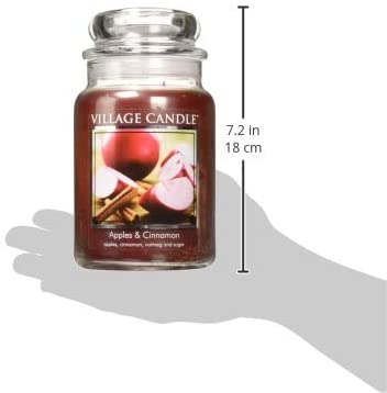 Village Candle Apples & Cinnamon Large Apothecary Jar, Scented Candle, 21.25 oz.