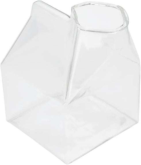 12 Ounce Glass Milk Carton, 1 Reusable Milk Carton Creamer - Durable, Serve Cream, Milk, or Juice, Clear Glass Mini Milk Carton, Dishwasher-Safe, For Homes or Restaurants - Restaurantware