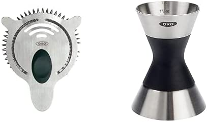 OXO SteeL Cocktail Strainer with OXO SteeL Double Jigger