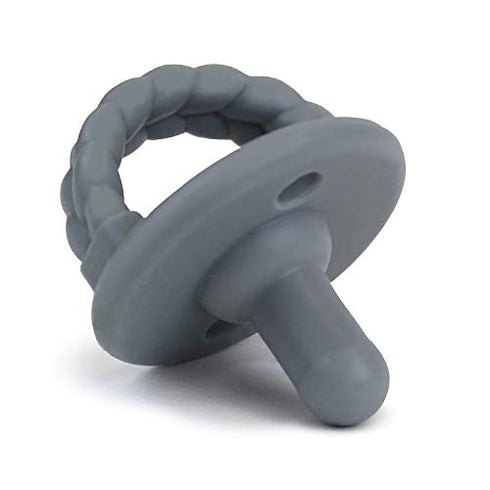 Itzy Ritzy Sweetie Soother Pacifier Set of 2 - Silicone Newborn Pacifiers with Collapsible Handle & Two Air Holes for Added Safety; Set of 2 in Dark Gray & Yellow, Ages Newborn & Up