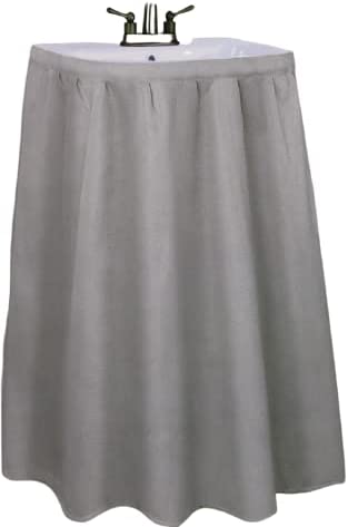 Fabric Sink Skirt Diamond Mosaic Stitch Platinum Silver Grey