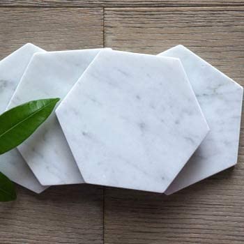 INA KI Natural Marble and Stone Coaster With Anti-Skid Cork Bottom (For home, Kitchen, Bath & Spa)