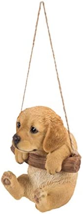 Hi Line 87704-I Hanging Golden Retriever Puppy Outdoor Figurine, Tan Brown