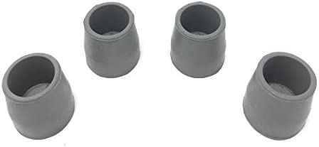 PCP Replacement Walker Tips, Reinforced Rubber Glides, Fits 1.14" Diameter, 1.25" Traction Base, 4 Count