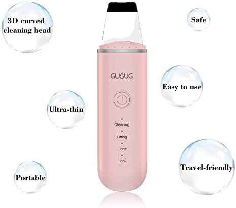 GUGUG Skin Scrubber Face Spatula - Skin Spatula Blackhead Remover Pore Cleaner with 4 Modes,Skin Care Tools, Comedones Extractor for Facial Deep Cleansing (Pink)- 2 Silicone Covers Included