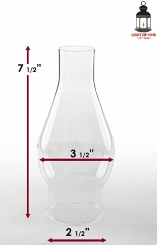 Light of Mine | 2 1/2" X 7 1/2" Oil Lamp Globe Replacement Lamp | Oil Lamp Chimney | Hurricane Lamp Glass Replacement | Clear Smooth Top Chimney