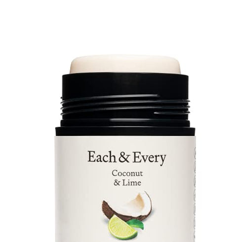 Each & Every Natural Aluminum-Free Deodorant for Sensitive Skin with Essential Oils, Plant-Based Packaging, Coconut & Lime, 2.5 Oz.