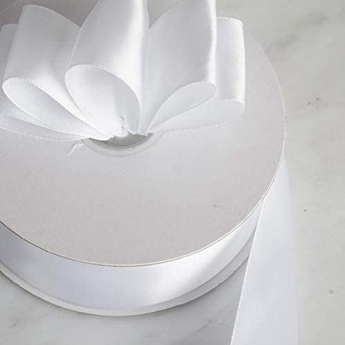 IHKFILAN Double Face Satin Ribbon 1Inchx25Yards Double Sided Solid Polyester Ribbon for Gift Wrapping Party Hair Braids Bow Baby Shower Decoration Floral Arrangement Craft Supplies,White