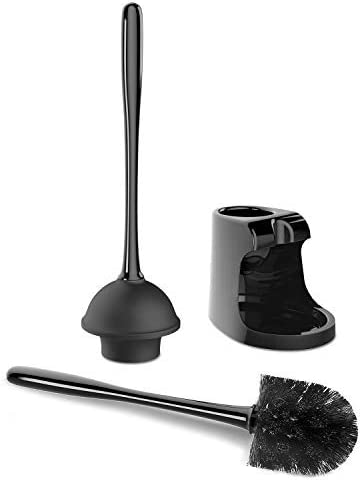 MR.SIGA Toilet Plunger and Bowl Brush Combo for Bathroom Cleaning, Black, 1 Set