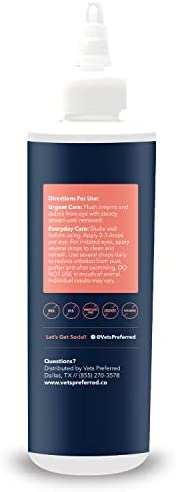 Vets Preferred Eye Cleaner for Dogs - Dog Eye Wash Drops for Infection & Tear Stain Remover - Improves Allergy Symptoms, Infections & Runny Eyes - Dog Eye Drops Rinse for Every Dog - 4 Oz
