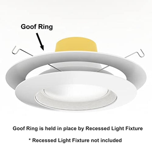 5 Pack Gloss White Goof Trim Ring for 8" Inch Recessed Can Lighting Down Light, Outer Diameter 8.6 Inches, Inner Diameter 6.2 Inches