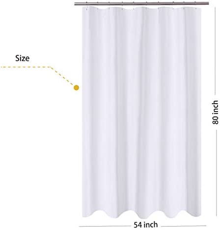 N&Y HOME Fabric Shower Curtain Liner Extra Long Stall Size 54 Width by 80 Length inches, Hotel Quality, Washable, White Bathroom Curtains with Grommets, 54x80