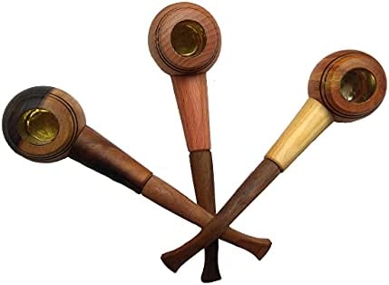 Tobacco Pipe Set of 3 – Handmade Wooden Smoking Pipes for Tobacco and Herbs – Unique 100% Natural Long Smoking Pipes