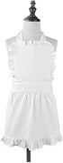 Love Potato Pure Cotton White Apron Children Cooking Apron Princess Ruffle Apron for Kids 4-7 Years Old