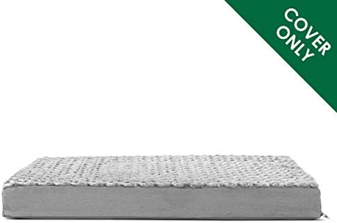Furhaven Ultra Plush Curly Faux Fur & Suede Mattress Dog Bed Replacement Cover - Gray, Large
