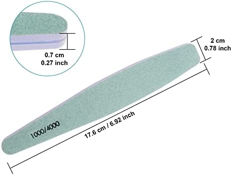 Diesisa 15pcs 1000/4000 Grit Nail Files for Natural Nails, Emery Boards for Natural Files, Double-Sided Nail Buffering Manicure Pedicure Nail Supplies Tools for Toenail Fingernail for Home & Salon