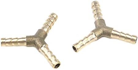 Quluxe 1/4 Inch Brass Hose Barb, 3-Way Y-Shaped Hose Fitting Intersection/Split Brass Water/Fuel/Air (Pack of 10)