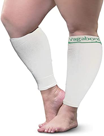 Vagabond Wide Calf Plus-Size Graduated Compression Socks Sleeves-Soothing Comfy DVT Large Cuffs - Great for Travel