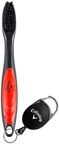 Callaway Premium Golf Club Brush for Golf Clubs and Golf Shoes with Retractable Cord