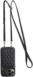 LAMEEKU Wallet Case Compatible with iPhone 12 Pro Max, Card Holder Case with Crossbody Strap Leather Handbag Case for Women Protective Case Compatible with iPhone 12 Pro Max 6.7''-Black