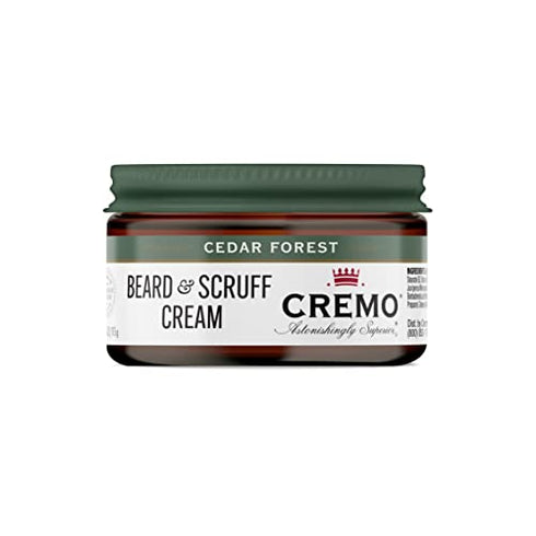 Cremo Beard & Scruff Cream, Cedar Forest, 4 oz - Soothe Beard Itch, Condition and Offer Light-Hold Styling for Stubble and Scruff (Product Packaging May Vary)