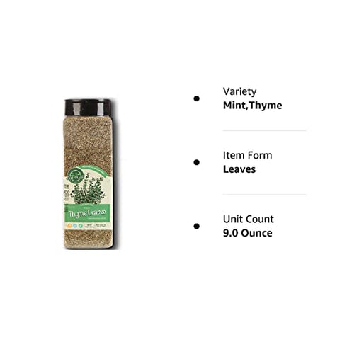 Eat Well Premium Foods - Thyme, Whole Leaves 9 Ounce, Dried Thyme Spice - Seasoning, Dried Thyme Leaf Tea
