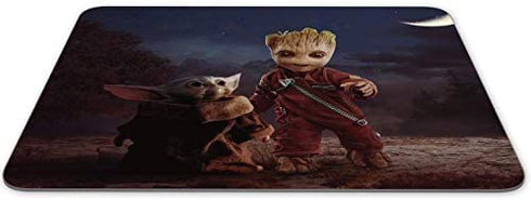 YTMYAN Baby Yoda & Groot Mouse Pad Non Slip Rubber Mousepad Gaming Office Rectangle Mouse Mat