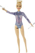 Barbie Rhythmic Gymnast Blonde Doll (12-in) with Colorful Metallic Leotard, 2 Clubs & Ribbon Accessory, Great Gift for Ages 3 Years Old & Up