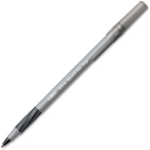 Bic Ultra Round Stic Grip Ball Point Pens, Medium Point, 1.2 mm, Black Ink (24 Pens)