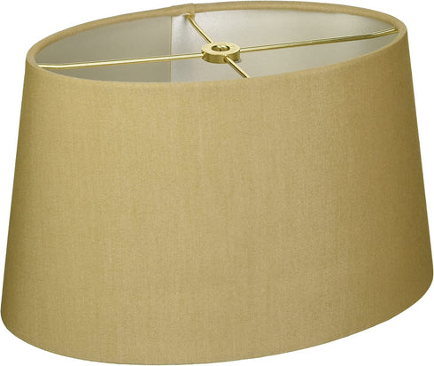 Royal Designs Shallow Oval Hardback Lamp Shade, Antique Gold, 10 x 12 x 7