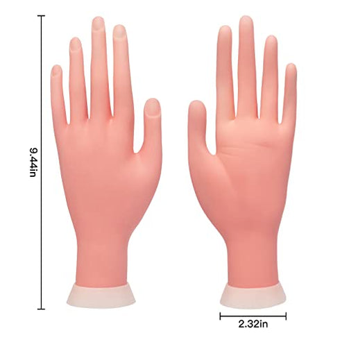 AORAEM Practice Hand for Acrylic Nails Kit Flexible Hand Model Left Bendable Mannequin Nail Training Hand for Nail Practice Beginners 1 PCS (Left hand)