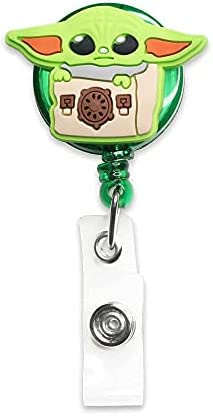4Pcs Cute Retractable ID Badge Reel, Rubber Plastic Holder Badge Reels Clip for Nurse