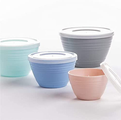 BINO Plastic Mini Prep Bowls with Lids Set - Plastic Bowl Set Prep Bowls for Kitchen