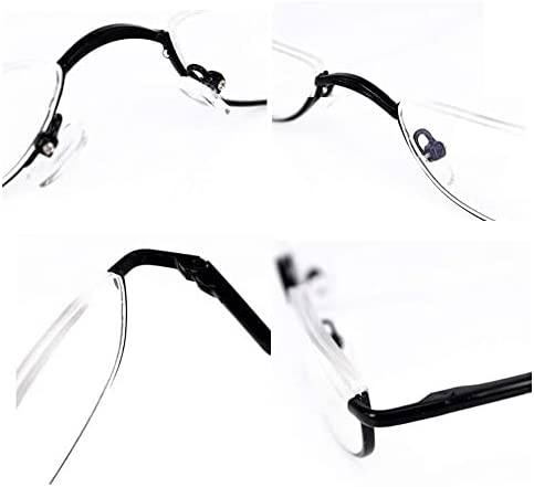 Viseng 2 Pairs Half Frame Reading Glasses for Women Men Slim Half Moon Lens Readers Metal Semi Rimless eyewear +3.0