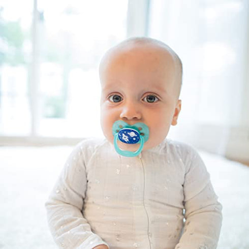 Dr. Brown's Advantage Symmetrical Pacifier with Air Flow and Pacifier Clip - Blue - 2-Pack - 0-6m