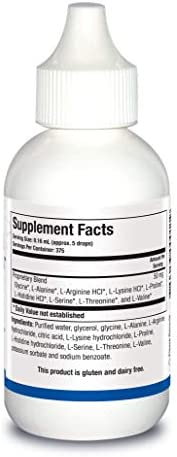 Biotics Research Amino Acid Quick Sorb Liquid Formula, Highly Absorbed, Glycine, L Alanine, L Arginine HCl, L Lysine HCl, L Proline, L Histidine HCl, L Serine, L Threonine, L Valine 2 Fluid Ounces