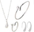 4PCS 925 Sterling Silver Jewelry Set for Women Teardrop Pendant Necklace Earrings Bracelet Ring Fit with Party Meeting Dating Wedding Daily Birthday Gift
