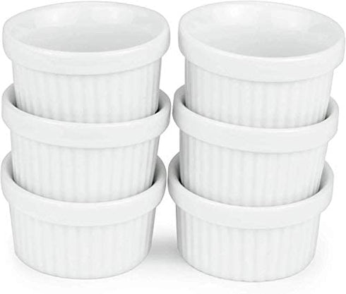 Kÿchen Mini Ramekins 1 oz. 30 ml|Microwave & Oven Safe, Porcelain Souffle Dish, Dipping Sauce, & Small Dessert Cups| 6 Count