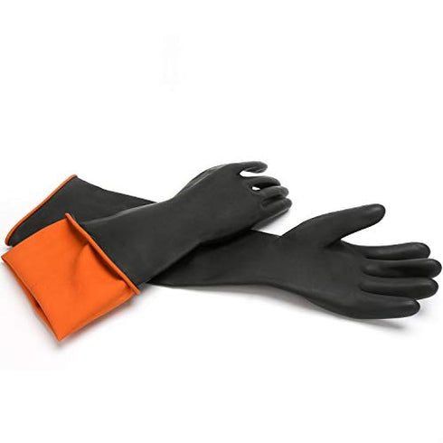 Chemical Resistant Rubber Gloves, ENPOINT Waterproof Heavy Duty Industrial Natural Latex Safety Work Glove Reusable Forearm Protection, Chemical/Mechanical/Oil/Acid/Alkali Resistant, 1 Pair XXL