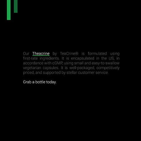 Theacrine 100mg as Teacrine™ - 60 Count (V-Capsules) / 60 Servings: Manufactured in a cGMP-Registered Facility in USA; Vegan & Gluten Free