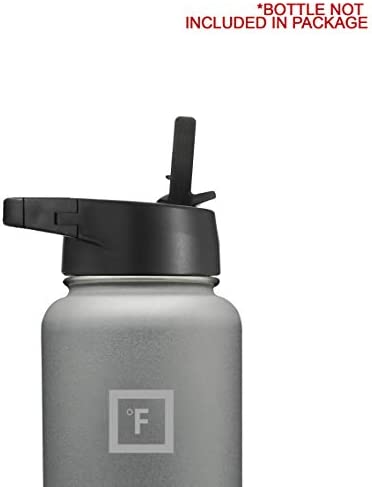 IRON °FLASK Carabiner Straw Lid for Wide Mouth Insulated Sports Water Bottles, Simple BPA Free, 2 Lids, 4 Straws, 2 Cleaning Brushes