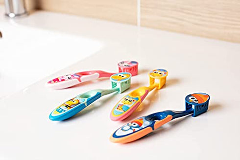 Jordan* Step 2 Kids Toothbrush, 3-5 Years, Soft Bristles, BPA Free (4 Pack) Blue & Green