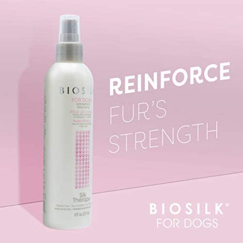 BioSilk for Dogs Silk Therapy Detangling Plus Shine Mist for Dogs | Best Detangling Spray for All Dogs & Puppies for Shiny Coats and Dematting | 8 Oz Bottle (Packaging May Vary)