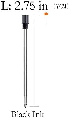 MengRan 2.75'' Ballpoint Pen Refills,Standard D1 Ballpoint Pen Refill (Remove Black Hat),Metal Refill,Black Ink,(Pack of 10)