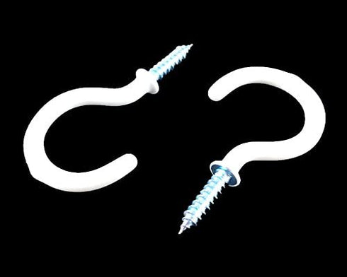 Yueton 50pcs Vinyl Coated Screw-in Ceiling Hooks Cup Hooks (White)