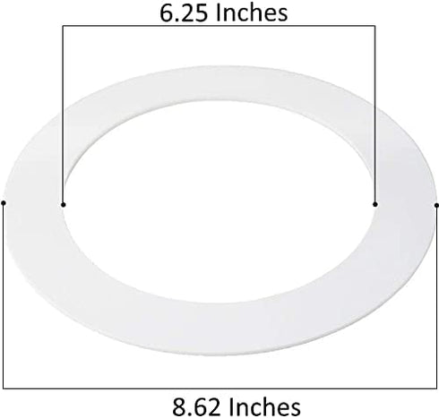 5 Pack Gloss White Goof Trim Ring for 8" Inch Recessed Can Lighting Down Light, Outer Diameter 8.6 Inches, Inner Diameter 6.2 Inches